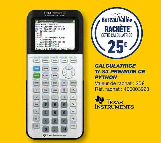 calcultrice ti-83 premium ce python texas instruments