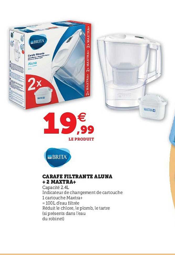 Carafe Filtrante Uluna + 2 Maxtra+ Brita
