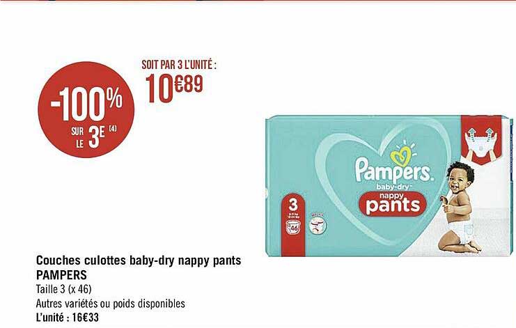 couches culottes baby-dry nappy pants pampers