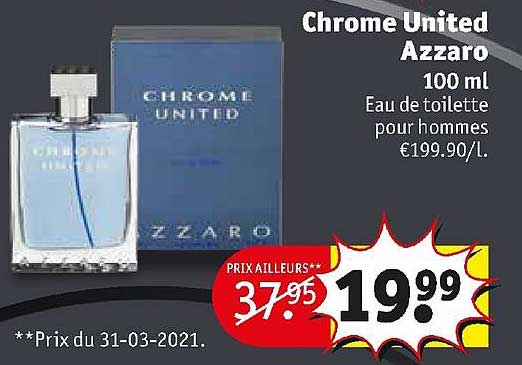 eau de toilette pour homme chrome united azzaro 100 ml