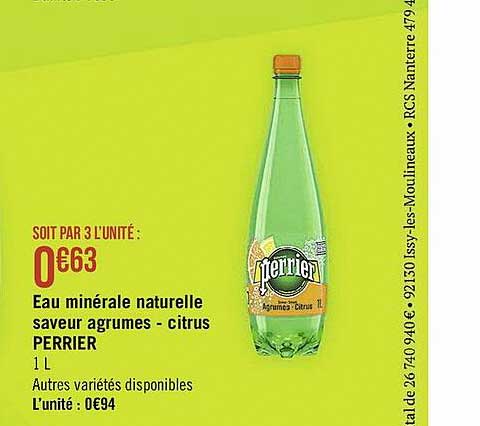 eau minérale naturelle saveur agrumes - citrus perrier