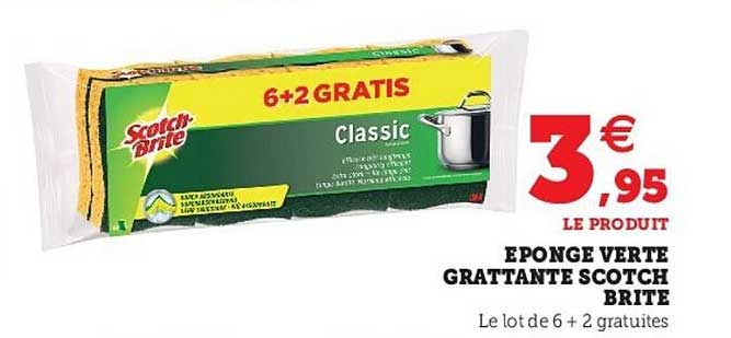 éponge verte grattante scotch brite