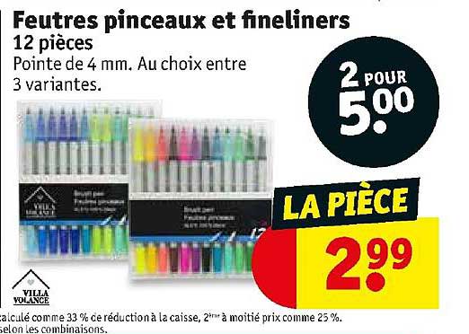 feutres pinceaux et fineliners 12 pièces