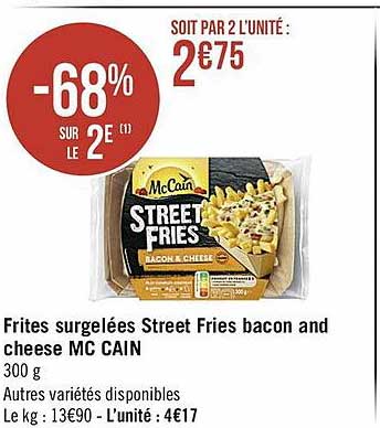 frites surgelées street fries bacon and cheese mc cain