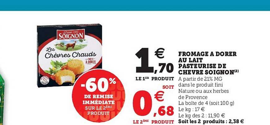 fromage à dorer au lait pasteurisé de chèvre soignon