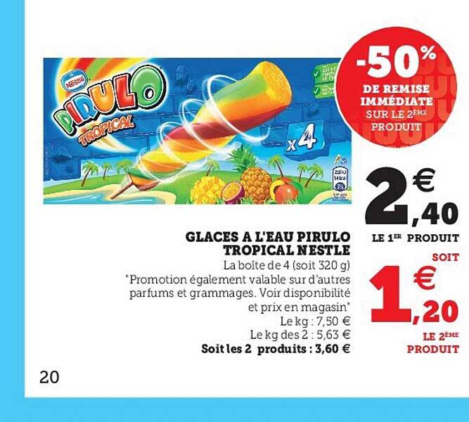 glaces à l'eau pirulo tropical nestlé