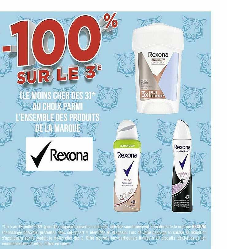 l'ensemble des produits de la marque rexona