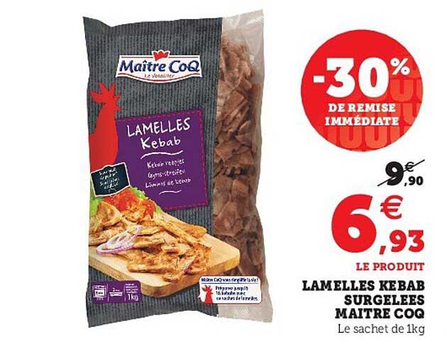 lamelles kebab surgelées maître coq