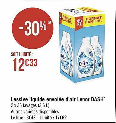 lessive liquide envolée d'air lenor dash