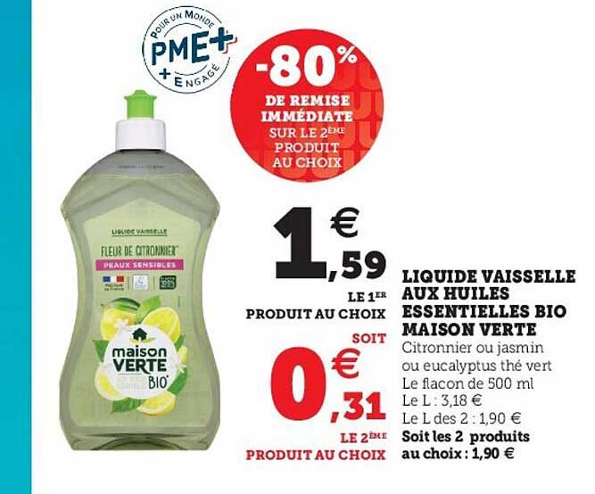 liquide vaisselle aux huiles essentielles bio maison verte