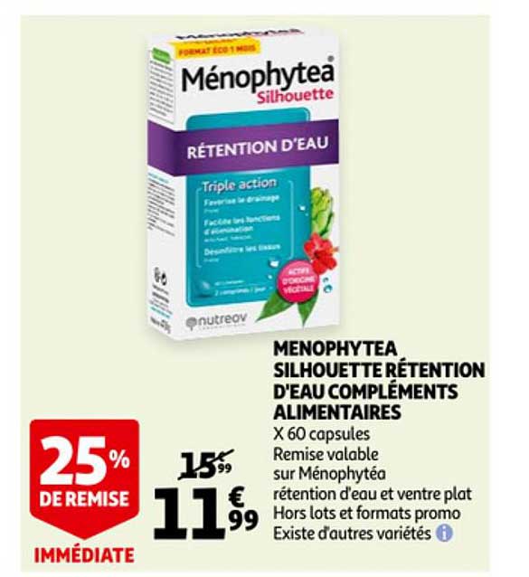 menophytea silhouette rétention d'eau compléments alimentaires