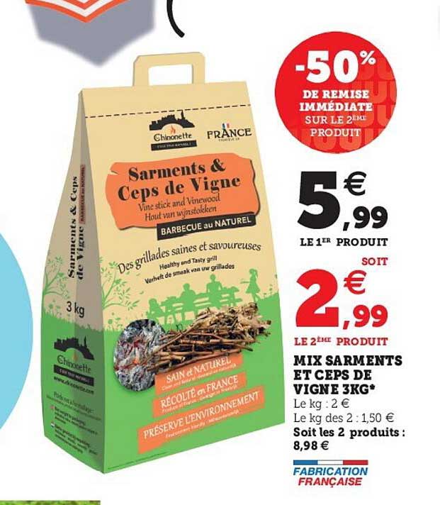 mix sarments et ceps de vigne 3 kg