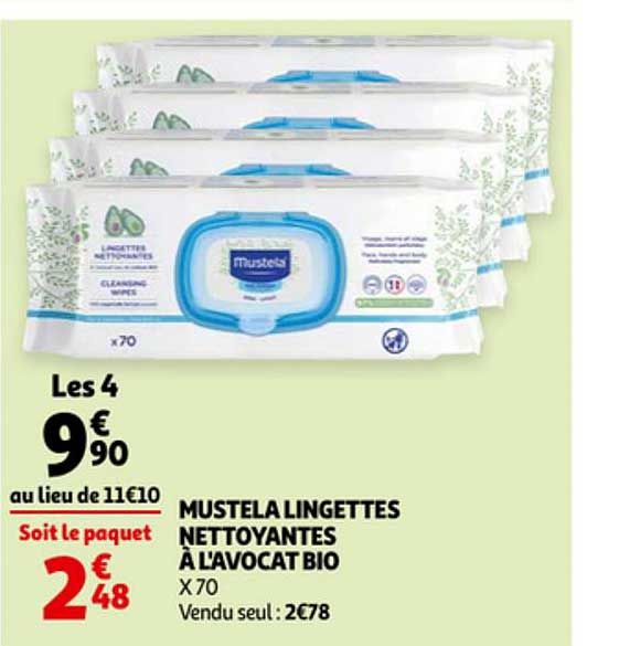 mustela lingettes nettoyantes à l'avocat bio