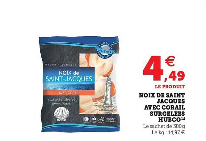 noix de saint jacques avec corail surgelées hubco
