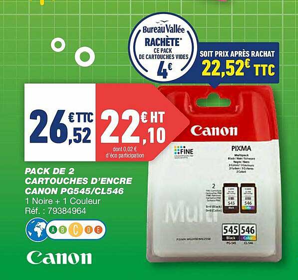Pack De 2 Cartouches D'encre Canon Pg545-cl546