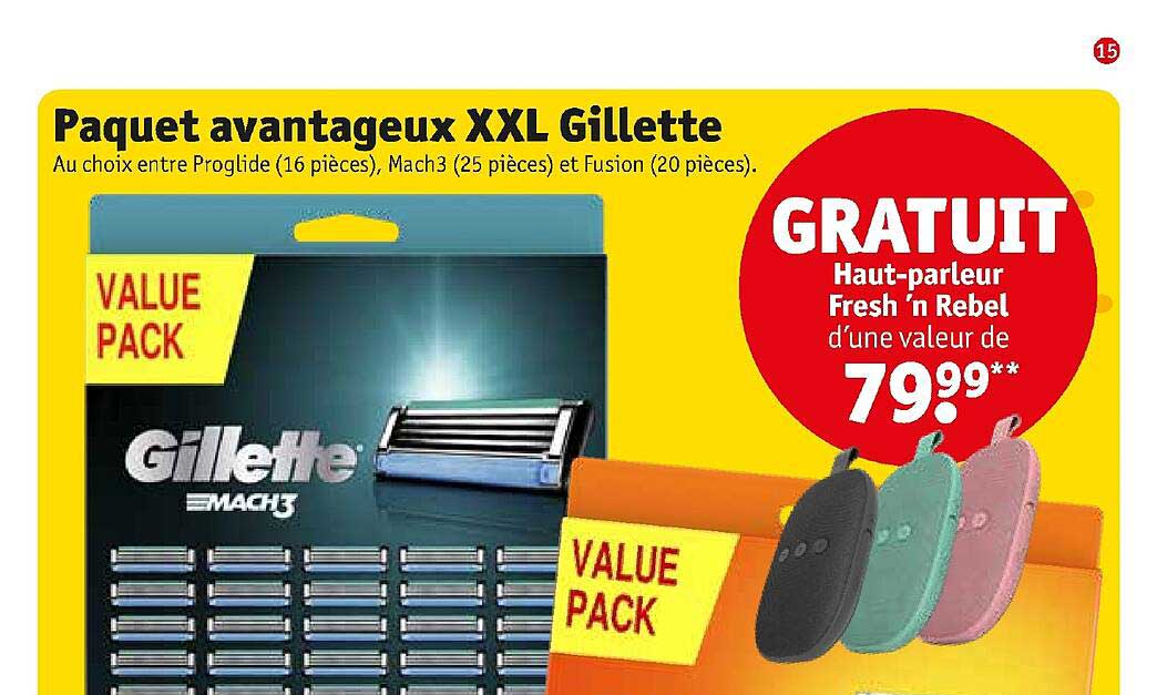 paquet avantageux xxl gillette, haut-parleur fresh'n rebel