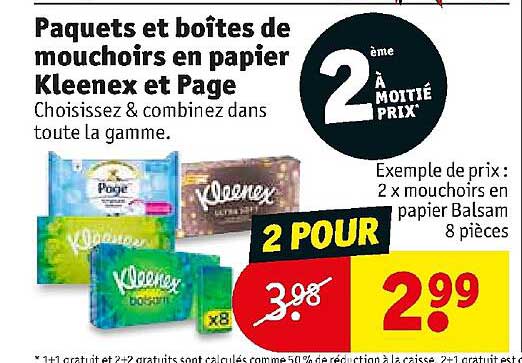 paquets et boîtes de mouchoirs en papier kleenex et page