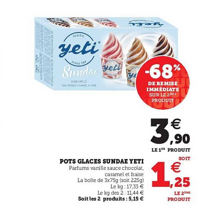 pots glacés sundae yeti