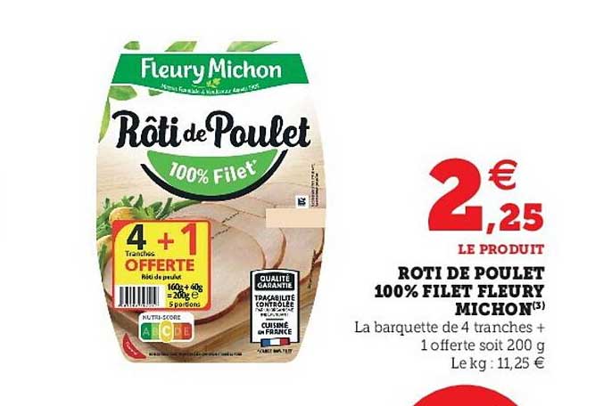 rôti de poulet 100% filet fleury michon
