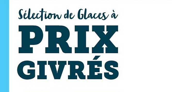 sélection de glaces à prix givrés