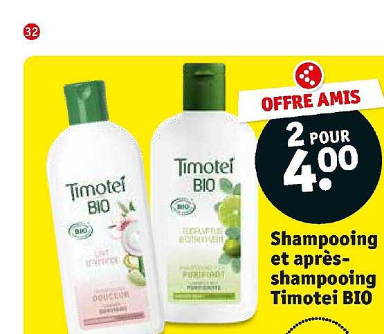 shampooing et après-shampooing timotei bio