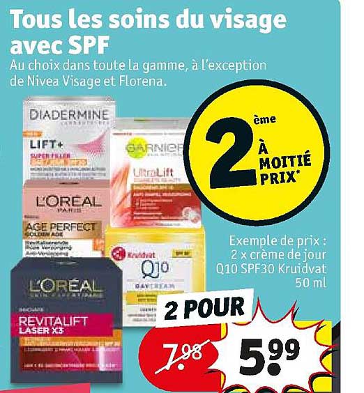 soins du visage avec spf diadermine, garnier, l'oréal paris