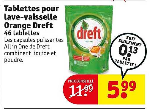 tablettes pour lave-vaisselle orange dreft