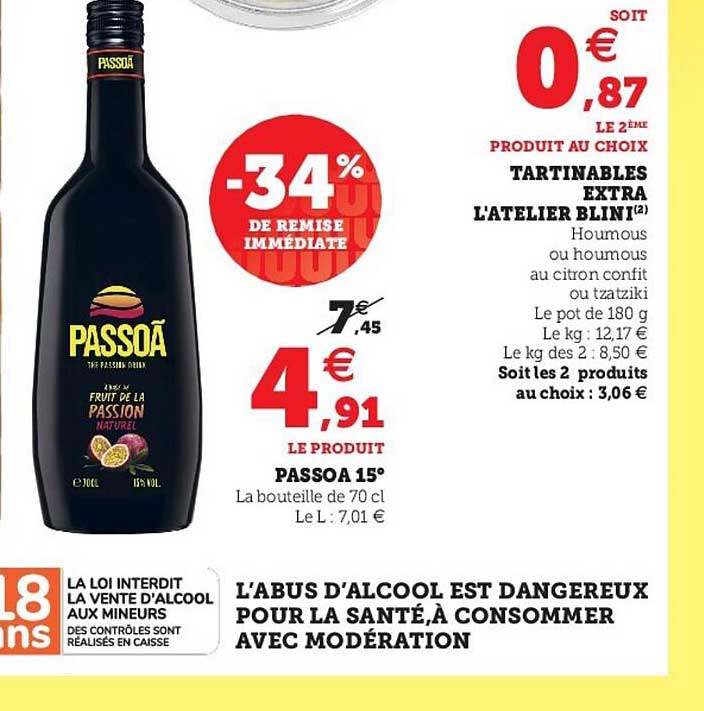 Tartinables Extra L'atelier Blini, Passoa 15°