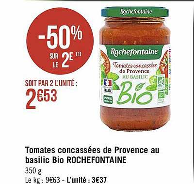 tomates concassées de provence au basilic bio rochefontaine