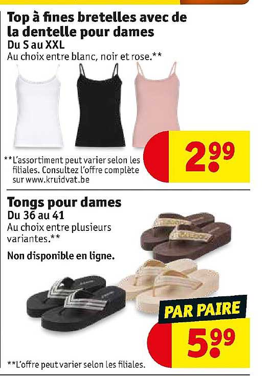 top à fines bretelles avec de la dentelle pour dames, tong pour dames