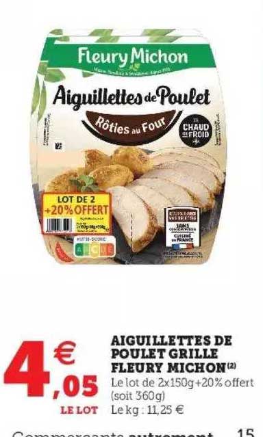aiguillettes de poulet grillé fleury michon