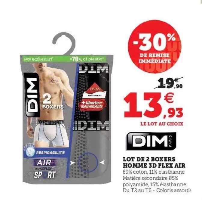 Lot De 2 Boxers Homme 3d Flex Air Dim