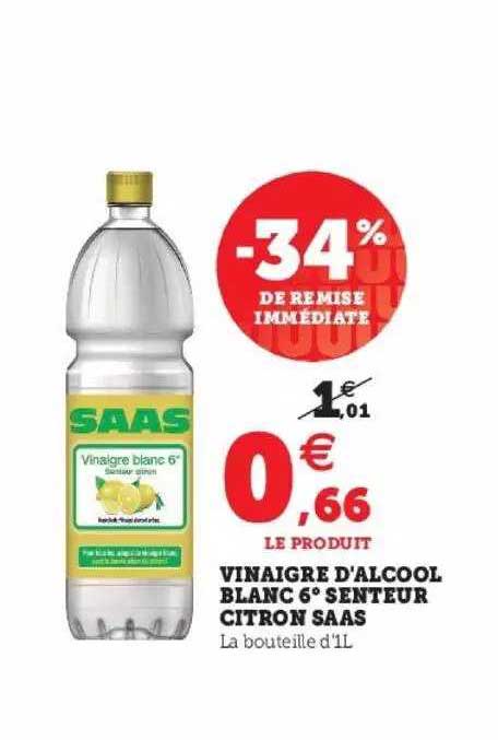 vinaigre d'alcool blanc 6° senteur citron saas