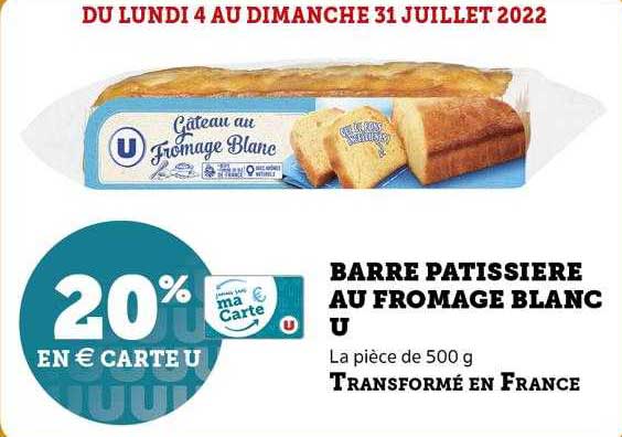 Barre Pâtissière Au Fromage Blanc U