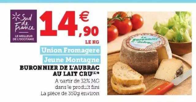buronnier de l'aubrac au lait cru union fromagerie jeune montagne