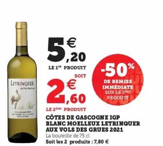 côtes de gascogne igp blanc moelleux letrinquer aux vols des grues 2021