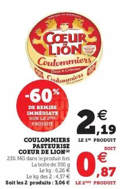 Coulommiers Pasteurisé Cœur De Lion