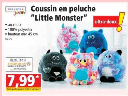 coussin en peluche "little monster" delamtex junior