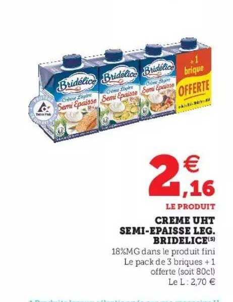 crème uht semi-épaisse leg. bridélice