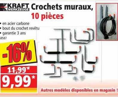 crochets muraux 10 pièces kraft werkzeuge