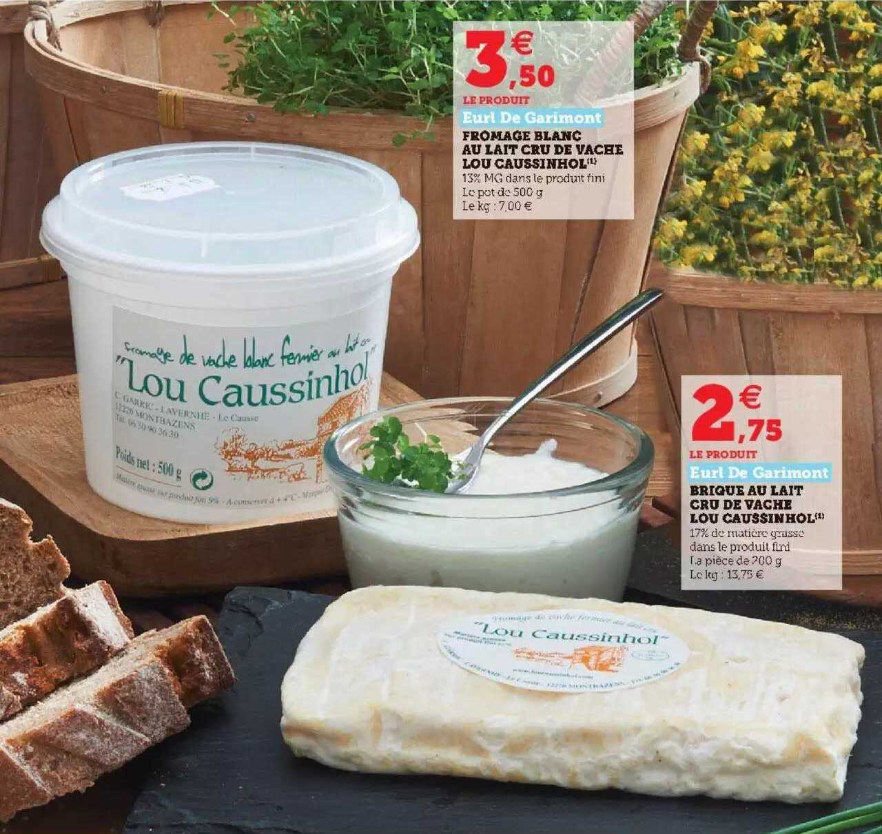 fromage blanc au lait cru du vache lou caussinhol eurl de garimont, brique au lait cru de vache lou caussinhol eurl de garimont