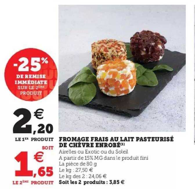 fromage frais au lait pasteurisé de chèvre enrobé