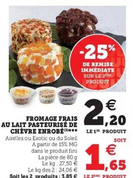 fromage frais au lait pasteurisé de chèvre enrobé