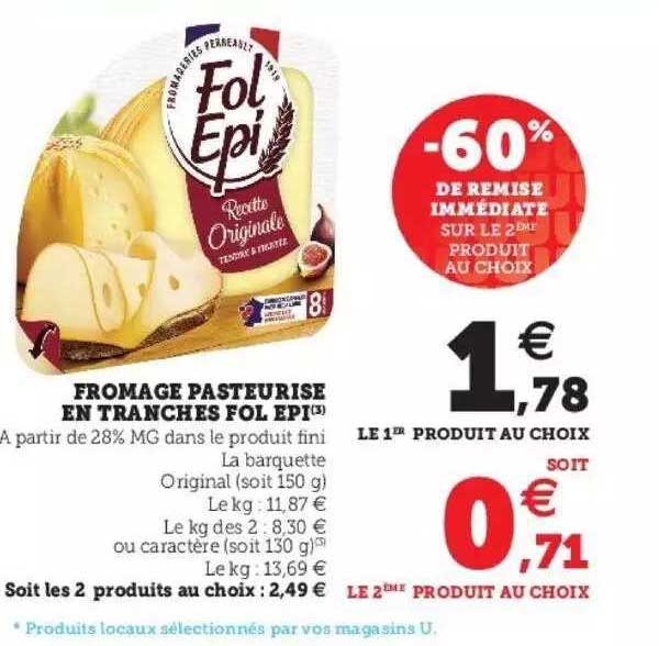 fromage pasteurisé en tranches fol épi