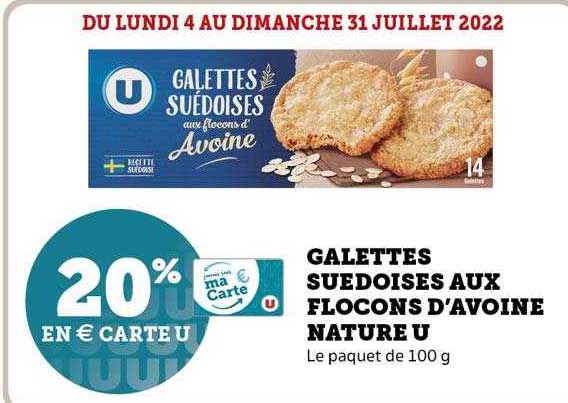 galettes suédoises aux flocons d'avoine nature u