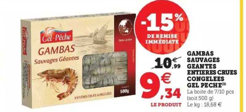 Gambas Sauvages Géantes Entières Crues Congelées Gel Pêche