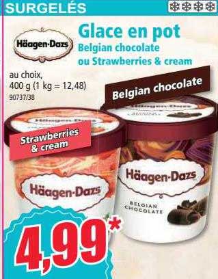 glace en pot belgian chocolate ou strawberries & cream häagen-dazs