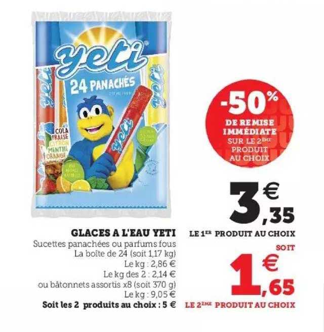 glaces à l'eau yeti