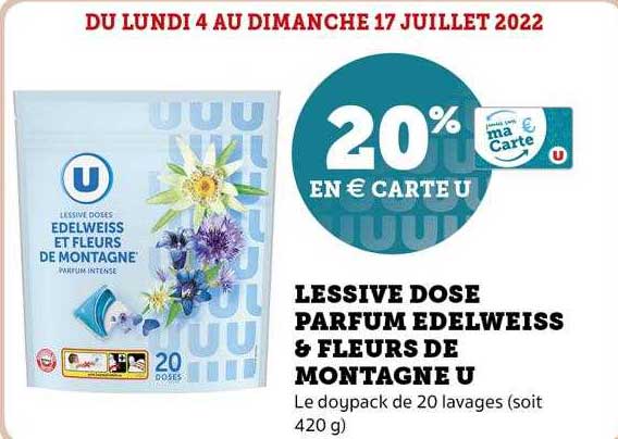 lessive dose parfum edelweiss & fleurs de montagne u