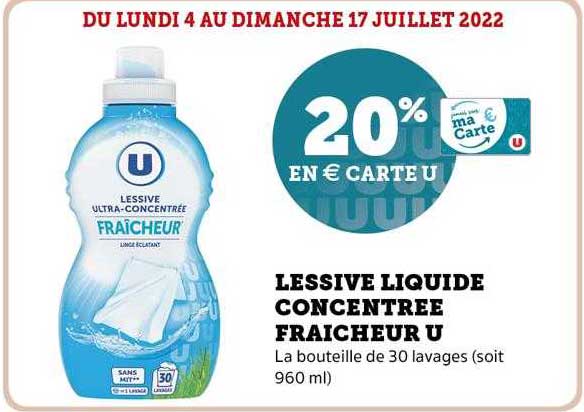 Lessive Liquide Concentrée Fraîcheur U